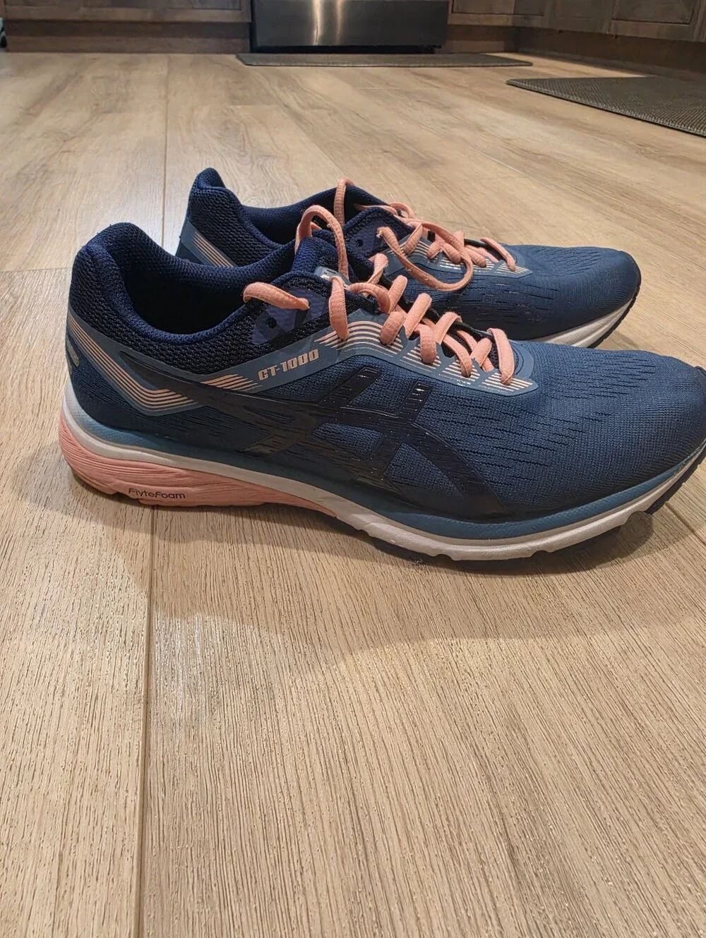 ASICS GT-1000 Women’s Running Shoes Navy Blue Coral Wide Size 10.5